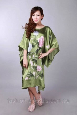 Элегантное атласное платье кимоно из искусственного шелка, приятное к телу, легк. . фото 2