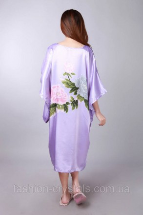 Элегантное атласное платье кимоно из искусственного шелка, приятное к телу, легк. . фото 5