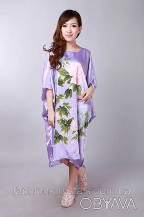 Элегантное атласное платье кимоно из искусственного шелка, приятное к телу, легк. . фото 1