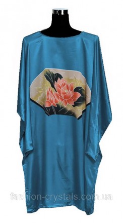 красивое шелковое платье кимоно с элегантным восточным принтом, небольшие разрез. . фото 3