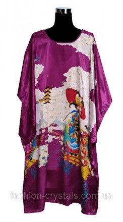 красивое шелковое платье кимоно с японскими мотивами, небольшие разрезики по бок. . фото 2