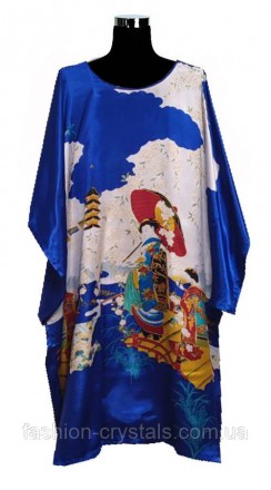красивое шелковое платье кимоно с японскими мотивами, небольшие разрезики по бок. . фото 2