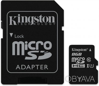 Карта памяти micro SDHC 8GB Kingston (class 10) (UHS-1) (c адаптером) 
Карта пам. . фото 1