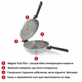 Сковорода подвійна Flonal Dura Induction Rocky Twins 28 см з решіткою (RKIWP2830. . фото 12