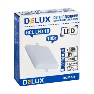 Вбудований світлодіодний світильник DELUX GCL LED 10 4000К 10Вт 230В SQUARE. . фото 3