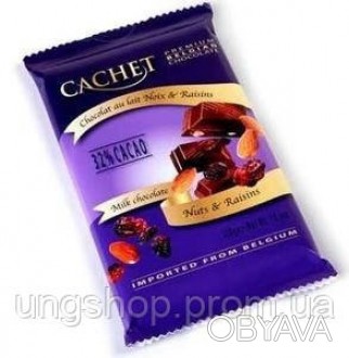 Премиум шоколад Cachet 32% Milk Chocolate with Nuss & Raisins - с миндалем и изю. . фото 1
