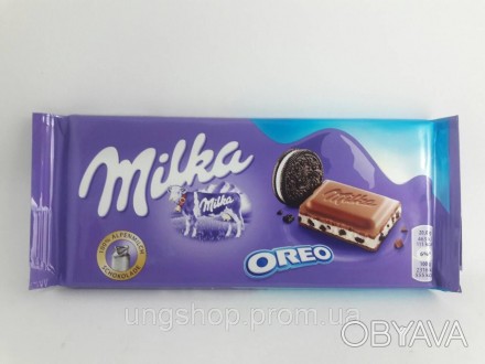 Шоколад Milka Oreo 100гр. Молочный шоколад с кусочками печенья и ванильным кремо. . фото 1