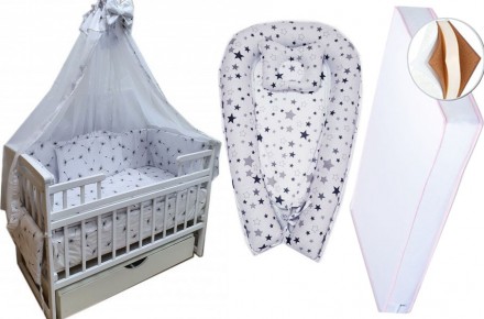 Комплект в ліжечко з коконом для новонароджених ТМ "ВАВУ" 11 елементів (постіль . . фото 2