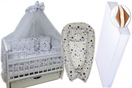 Комплект в ліжечко з коконом для новонароджених ТМ "ВАВУ" 11 елементів (постіль . . фото 6