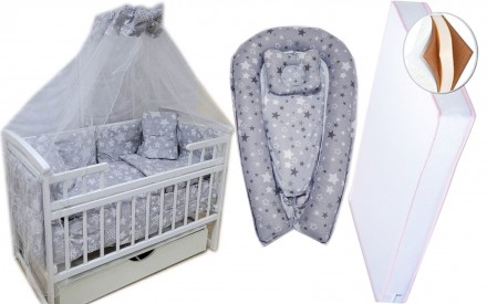 Комплект в ліжечко з коконом для новонароджених ТМ "ВАВУ" 11 елементів (постіль . . фото 5