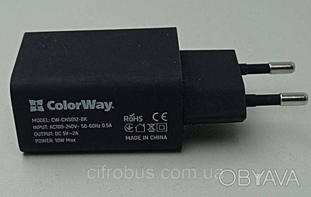 Сетевое зарядное устройство Colorway 1USB AUTO ID 2A (10W) — для зарядки смартфо. . фото 1