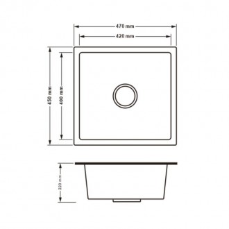 Кухонная мойка Lidz H4745B 3.0/0.8 мм Brush Black (LDH4745BPVD3008). . фото 3