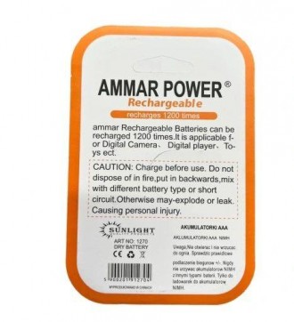 АКУМУЛЯТОР (БАТАРЕЙКА, БАТАРЕЯ) AMMAR POWER AAA (R03, LR03, FR03, KR03, HR03, "М. . фото 4