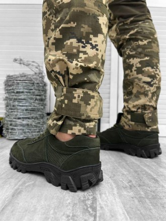 Тактические кроссовки из натуральной кожи мужские летние хаки, военные кроссовки. . фото 3