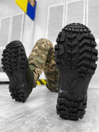 Тактические кроссовки из натуральной кожи мужские летние хаки, военные кроссовки. . фото 5