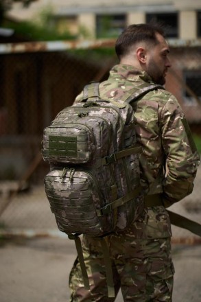 Мужской тактический военный рюкзак армейский туристический зеленый камуфляж 
- е. . фото 5