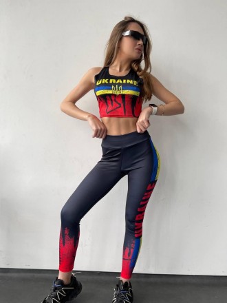 Женский спортивный костюм топ-майка + лосины для фитнеса и йоги, танцев патриоти. . фото 7