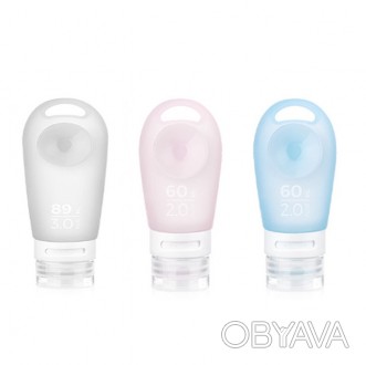 Дорожный набор силиконовых бутылок 3шт 60 ml NH20LY012 pink/white/blue