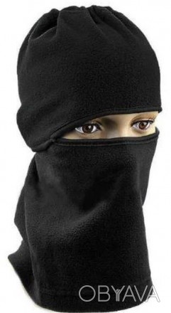 Шлем маска-шарф флисовая (черная) с прорезью для глаз, 65104