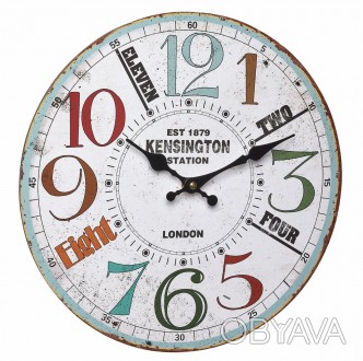 Часы настенные TFA Vintage, d=337x41 мм Голубой
 
Вінтажний дизайн настінного го. . фото 1