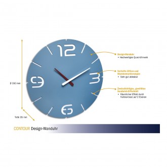 Дизайнерские настенные часы TFA CONTOUR голубой
d=350x35 мм
Настенные часы CONTO. . фото 4