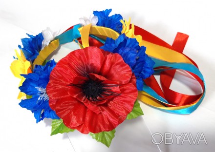 Обруч веночек Handmade с цветами и лентами (ВО-218/5)