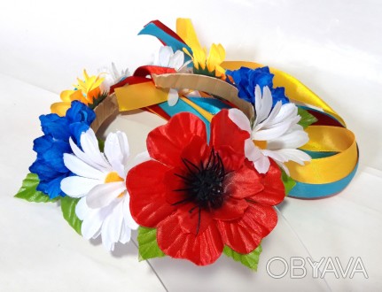 Обруч веночек Handmade с цветами и лентами (ВО-218/6)
