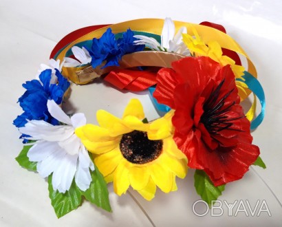 Обруч веночек Handmade с цветами и лентами (ВО-218/7)