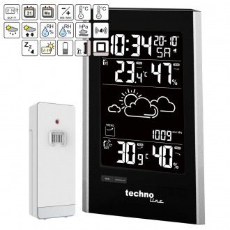 Метеостанція цифрова Technoline WS9060 Black/Silver (WS9060). . фото 7 Technoline WS9060 Black/Silver - це стильна і фукціональна метеостанція з велики. . фото 7