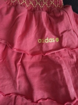 Хлопковая трикотажная юбка Adidas.
Цвет - красно- коралловый и желтый.
Талия н. . фото 3