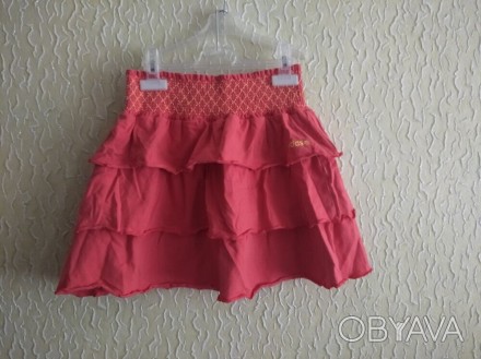 Хлопковая трикотажная юбка Adidas.
Цвет - красно- коралловый и желтый.
Талия н. . фото 1