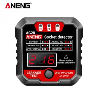 Тестер розеток ANENG AC28 - это устройство для проверки подключения фазы, нуля и. . фото 3