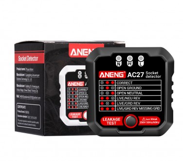 Тестер розеток ANENG AC27 - це пристрій для перевірки підключення фази, нуля та . . фото 8