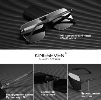 Оригинальные, поляризационные, солнцезащитные очки KINGSEVEN N7511 в ретро стиле. . фото 5