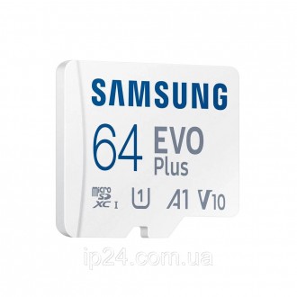 Карта пам'яті Samsung Evo Plus microSDXC 64GB UHS-I U1 V10 A1 + SD адаптер поєдн. . фото 4
