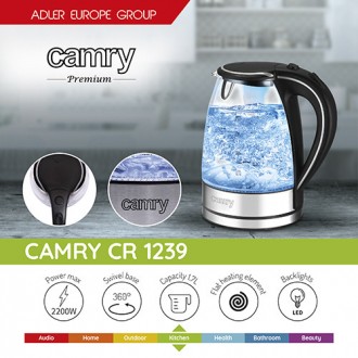 Чайник стеклянный Camry CR 1239
Большой электрический семейный чайник, который п. . фото 9