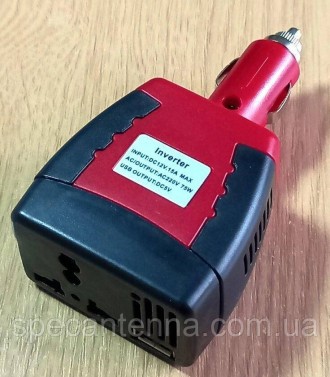 Перетворювач напруги (інвертор) 75 Вт OOTDTY DC/AC 12В-220 В, вихід USB 5 ВПід'є. . фото 2