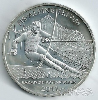 Німеччина 10 євро, 2010 Чемпіонат світу гірськолижним спортом 2011 Срібло 0.925,. . фото 1