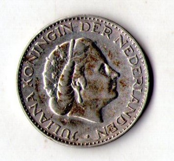 Нідерланди 1 гульден 1957 рік срібло №1370. . фото 2