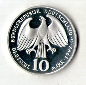 Німеччина ФРГ 10 марок, 1998 350 років підписання Вестфальського Мірного Домовищ. . фото 3