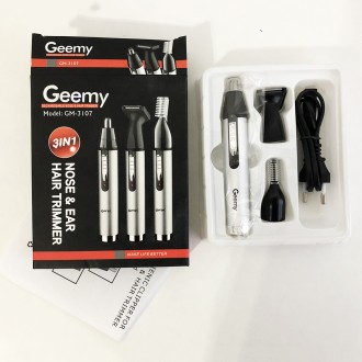 Gemei GM 3107 призначений для дбайливого видалення небажаних волосків у носі та . . фото 3