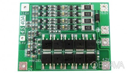  Контроллер защиты заряда разряда BMS 4 * Li-Ion 40A. Если используются б / у ак. . фото 1