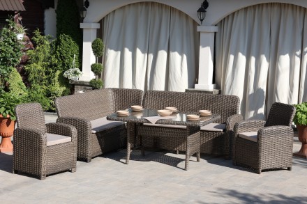 Стильний комплект садових меблів з ротангу DORA складається із 2 диванів, 2 кріс. . фото 2
