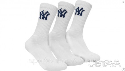 Универсальные, базовые носки New York Yankees 3-pack white — 15100002-1001, подо. . фото 1