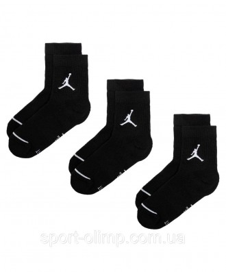 Чоловічі шкарпетки Jordan Jumpman Quarter 3-pack black — SX5544-010 комфортно та. . фото 6