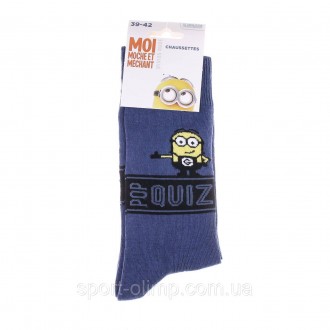Мультяшні високі шкарпетки Minions Minion Pop Quiz 1-pack blue-blue — 93153667-4. . фото 3