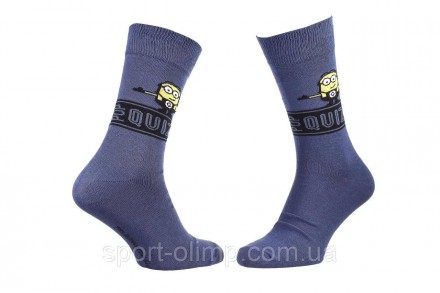 Мультяшні високі шкарпетки Minions Minion Pop Quiz 1-pack blue-blue — 93153667-4. . фото 2
