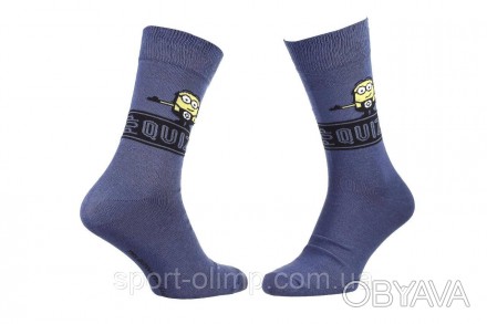 Мультяшні високі шкарпетки Minions Minion Pop Quiz 1-pack blue-blue — 93153667-4. . фото 1