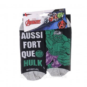 Высокие, однотонные носки Marvel Avengers Hulk 1-pack white/black — 93154862-1 с. . фото 2