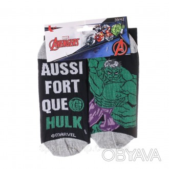 Высокие, однотонные носки Marvel Avengers Hulk 1-pack white/black — 93154862-1 с. . фото 1